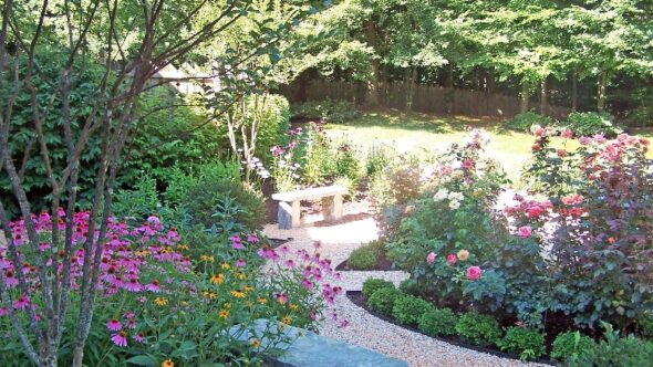 Custom sidewalk with color flowers