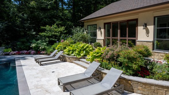 Shady Retreat Stone Patio and Retaining Wall