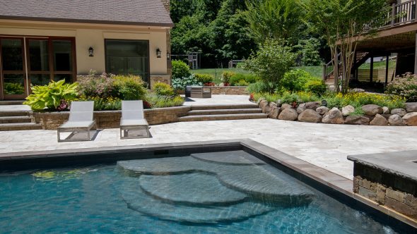 Shady Retreat Pool and Stone Patio